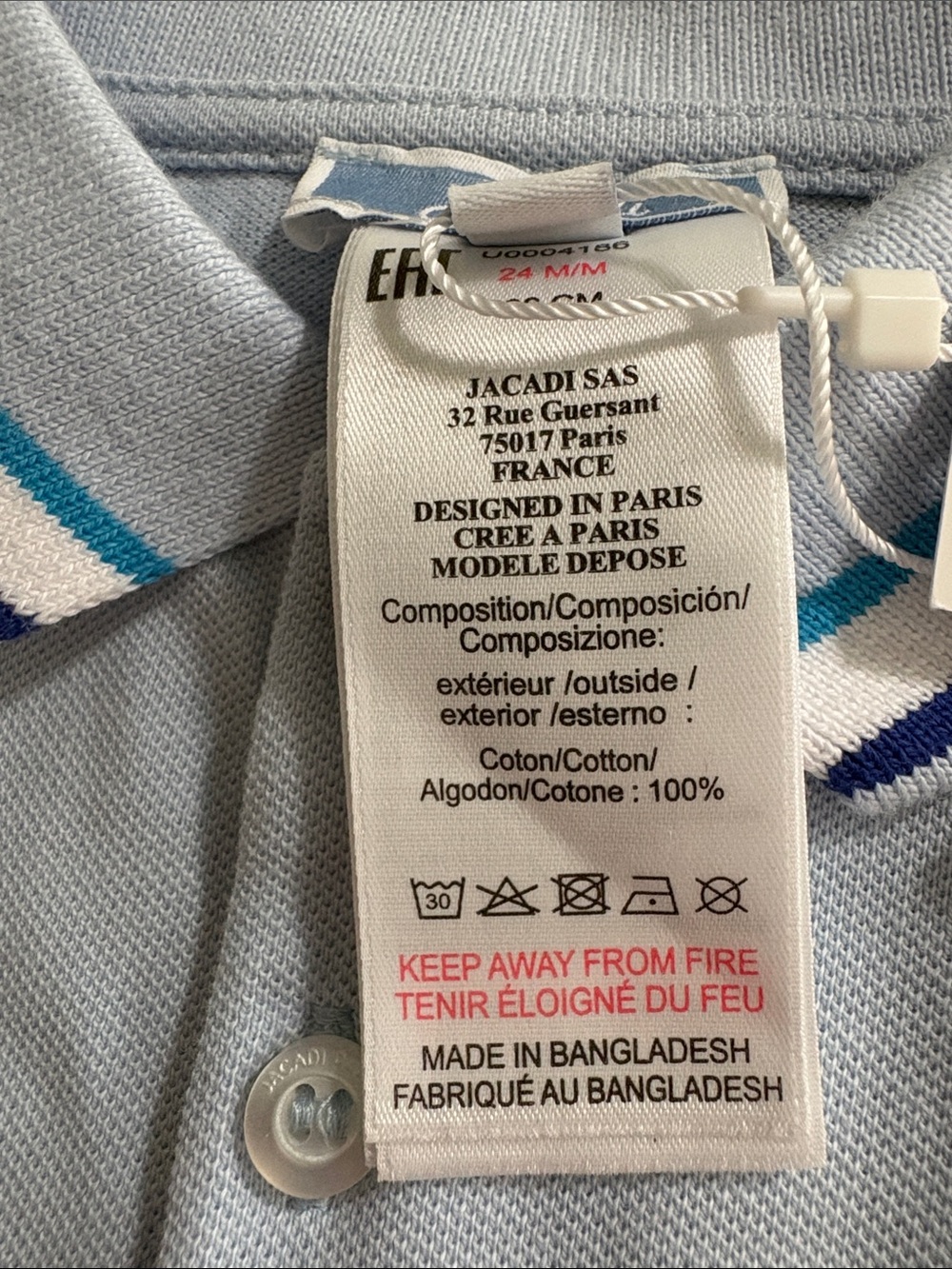 NWT Jacadi Paris Boys Polo Shirt in Light Blue Organic Cotton Preppy Size 24 Mos - Picture 6 of 10